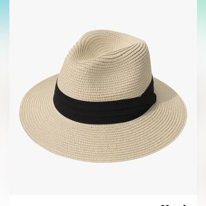 Women Wide Brim Straw Panama Roll up Hat Fedora Beach Sun Hat UPF50+